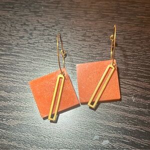 Gold and orange earrings